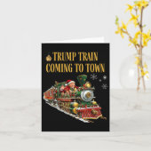 Trump-trein komt naar stad met grappige kerstman kaart (Gele Bloem)