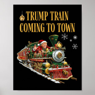 Trump-trein komt naar stad met grappige kerstman poster