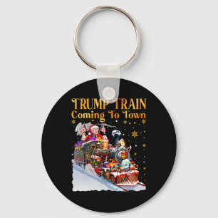 Trump-trein komt naar stad met grappige kerstman sleutelhanger
