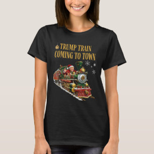 Trump-trein komt naar stad met grappige kerstman t-shirt