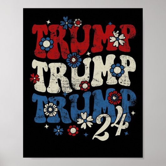 Trump Trump 2024 Retro Groovy Poster (Voorkant)