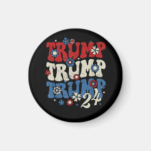Trump Trump Trump 2024 Retro Magneet