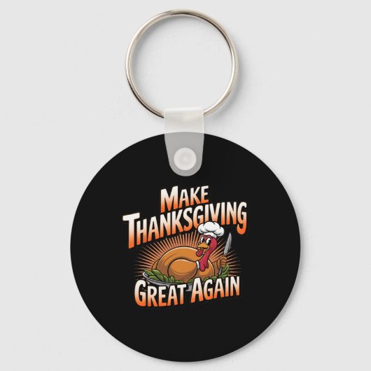 Trump Turkije Grappig 2024 Maak Thanksgiving Groot Sleutelhanger (Voorkant)