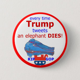 Trump Tweets & An Elephant Dies Ronde Button 5,7 Cm
