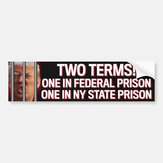 Trump Two Terms Indicated Prison Anti-Trump 2024 Bumpersticker (Voorkant)