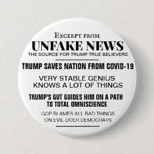 TRUMP UNFAKE NEWS RONDE BUTTON 7,6 CM