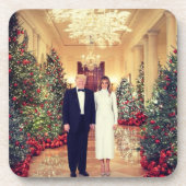 Trump US President White House Kerstmis Bier Onderzetter (Voorkant)