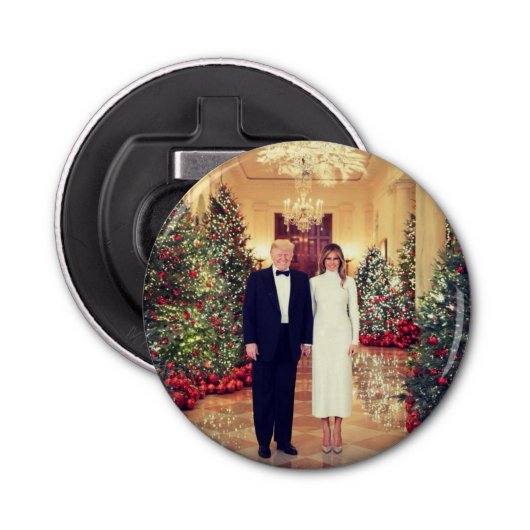 Trump US President White House Kerstmis Button Flesopener (Voorkant)