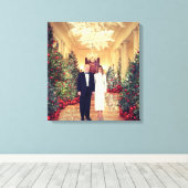 Trump US President White House Kerstmis Canvas Afdruk (Insitu (Houten vloer))