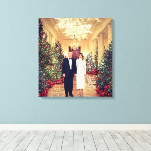 Trump US President White House Kerstmis Canvas Afdruk (Insitu (Houten vloer))