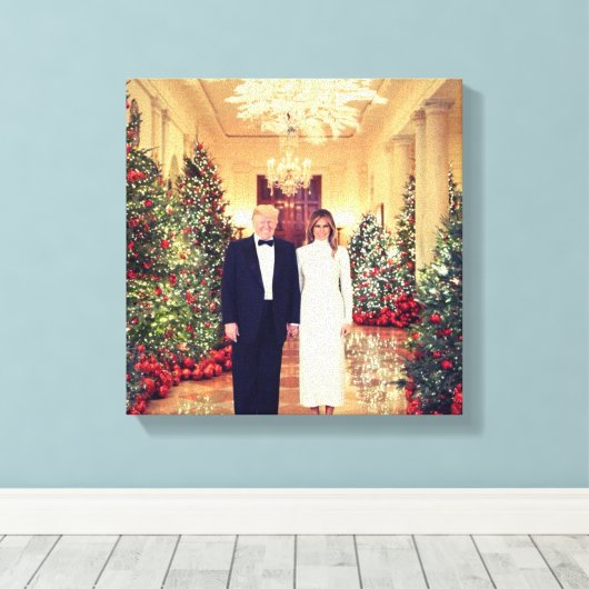 Trump US President White House Kerstmis Canvas Afdruk (Insitu (Houten vloer))