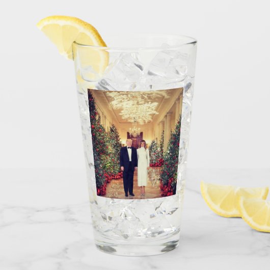 Trump US President White House Kerstmis Glas (Voorkant ijs)