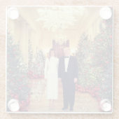 Trump US President White House Kerstmis Glazen Onderzetter (Achterkant)