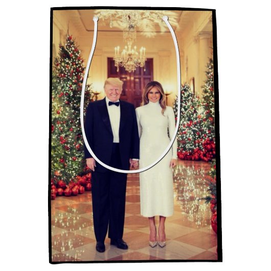 Trump US President White House Kerstmis Medium Cadeauzakje (Voorkant)