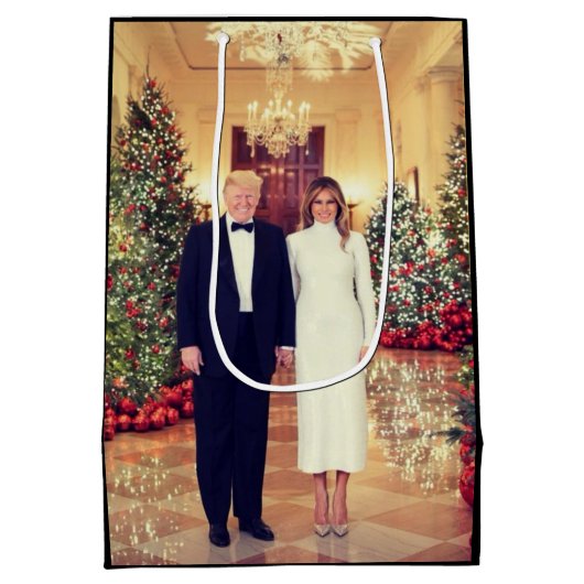 Trump US President White House Kerstmis Medium Cadeauzakje (Achterkant)