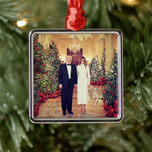 Trump US President White House Kerstmis Metalen Ornament (Boom)