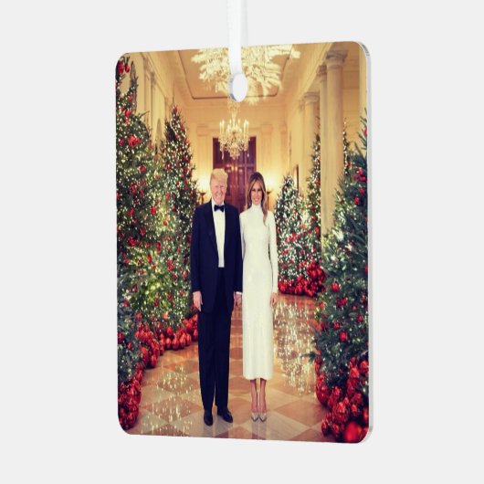 Trump US President White House Kerstmis Metalen Ornament (Voorkant links)