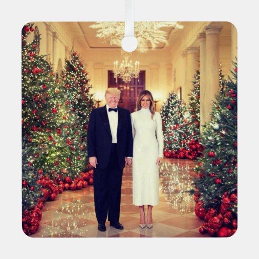 Trump US President White House Kerstmis Metalen Ornament (Voorkant)