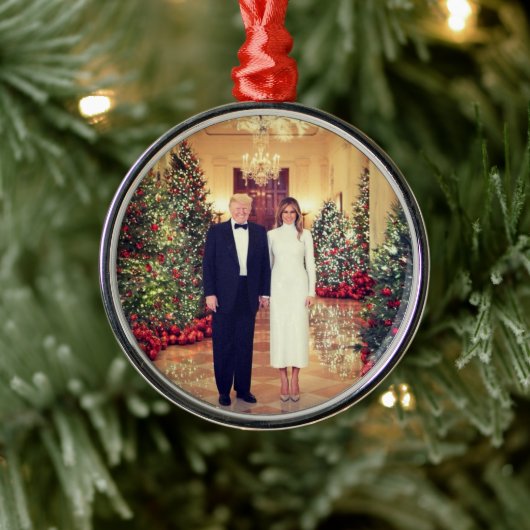 Trump US President White House Kerstmis Metalen Ornament (Boom)
