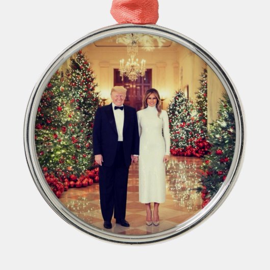 Trump US President White House Kerstmis Metalen Ornament (Voorkant)