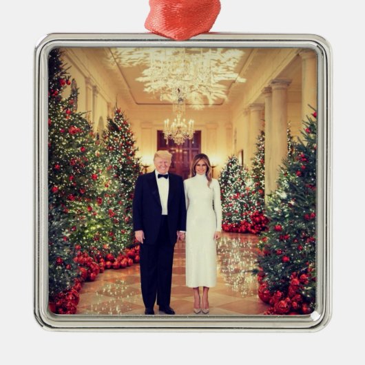 Trump US President White House Kerstmis Metalen Ornament (Voorkant)