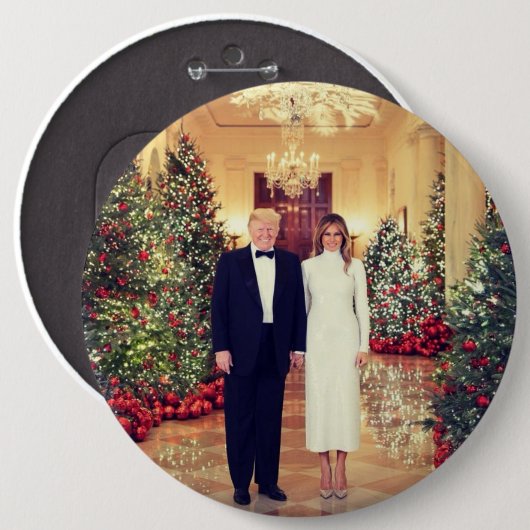 Trump US President White House Kerstmis Ronde Button 6,0 Cm (Voorkant /achterkant)