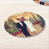 Trump US President White House Kerstmis Ronde Kartonnen Onderzetter (Gebogen)