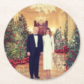 Trump US President White House Kerstmis Ronde Kartonnen Onderzetter (Voorkant)