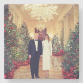Trump US President White House Kerstmis Stenen Onderzetter (Voorkant)
