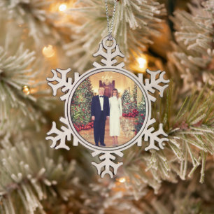 Trump US President White House Kerstmis Tin Sneeuwvlok Ornament