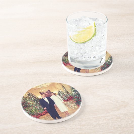 Trump US President White House Kerstmis Zandsteen Onderzetter (Zijkant)