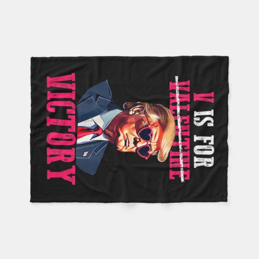 Trump Valentijnsdag V is voor Trump Fleece Deken (Voorkant (Horizontaal))