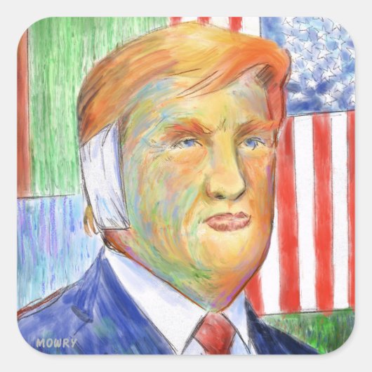 Trump Van Gogh Vierkante Sticker (Voorkant)