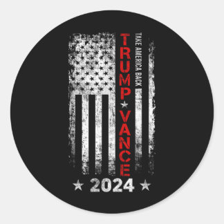 Trump Vance 2024 Amerikaanse vlag - neem Amerika Ronde Sticker