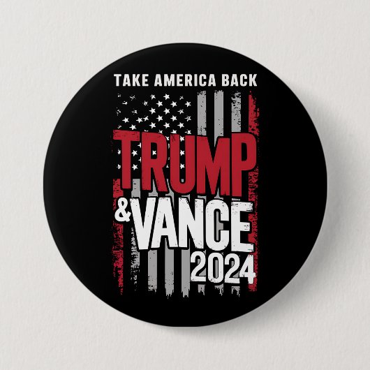 Trump Vance 2024 Amerikaanse vlag Neem Amerika ter Ronde Button 7,6 Cm (Voorkant)