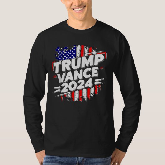 Trump Vance 2024 Amerikaanse vlag T-shirt (Voorkant)