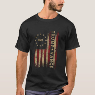 Trump Vance 2024 Amerikaanse vlag  Trump is terug  T-shirt