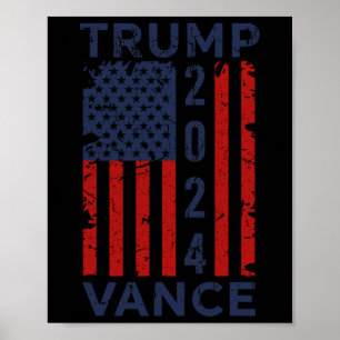 Trump Vance 2024 Amerikaanse vlag - Verkiezings-Pr Poster