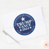 Trump Vance 2024 Cool Custom Presidentiële Verkiez Ronde Sticker (Envelop)