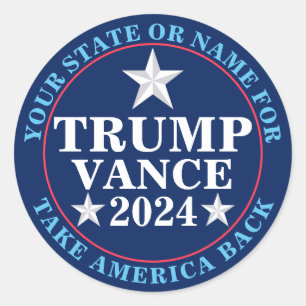 Trump Vance 2024 Cool Custom Presidentiële Verkiez Ronde Sticker