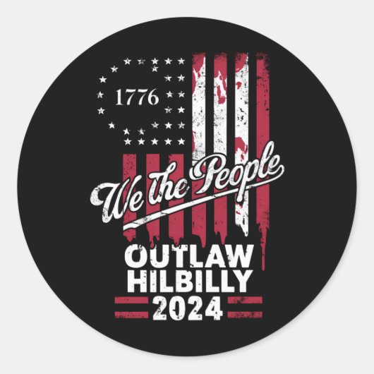 Trump Vance 2024 Donald Trump verbiedt Hillbilly Ronde Sticker (Voorkant)
