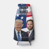 Trump Vance 2024 Foto met Amerikaanse vlag Flesjeskoeler (Voorkant)