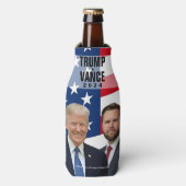 Trump Vance 2024 Foto met Amerikaanse vlag Flesjeskoeler (Fles Voorkant)