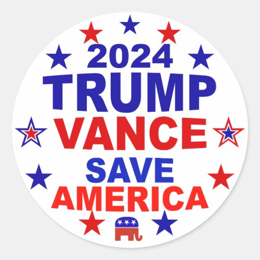 Trump Vance 2024 heeft Amerika gered Ronde Sticker (Voorkant)