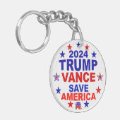 Trump Vance 2024 heeft Amerika gered Sleutelhanger (Voorkant Links)