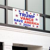 Trump Vance 2024 heeft Amerika gered Spandoek (Buitenkant Gebouw)