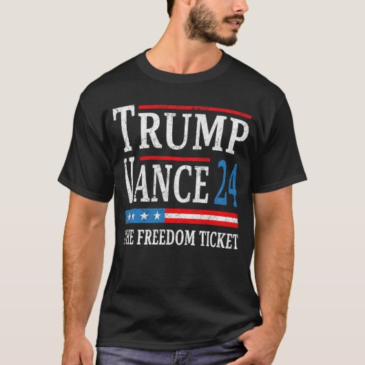 Trump Vance 2024 het Freedom Ticket T-shirt (Voorkant)