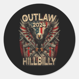Trump Vance 2024 Outlaw Hillbilly Amerikaanse Vlag Ronde Sticker