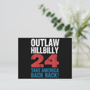 Trump Vance 2024 Outlaw Hillbilly US Flag  Briefkaart