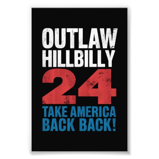Trump Vance 2024 Outlaw Hillbilly US Flag Foto Afdruk (Voorkant)